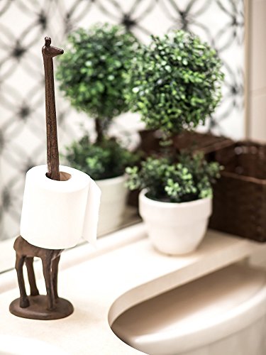 Paper Towel Holder or Free Standing Toilet Paper Holder- Cast Iron Giraffe  Paper Holder - Versatile and Decorative Bathroom Toilet Paper Holder or